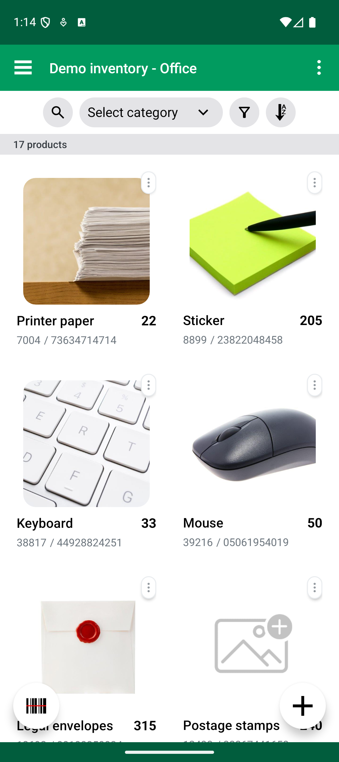 Android Product list after switching to the image grid layout