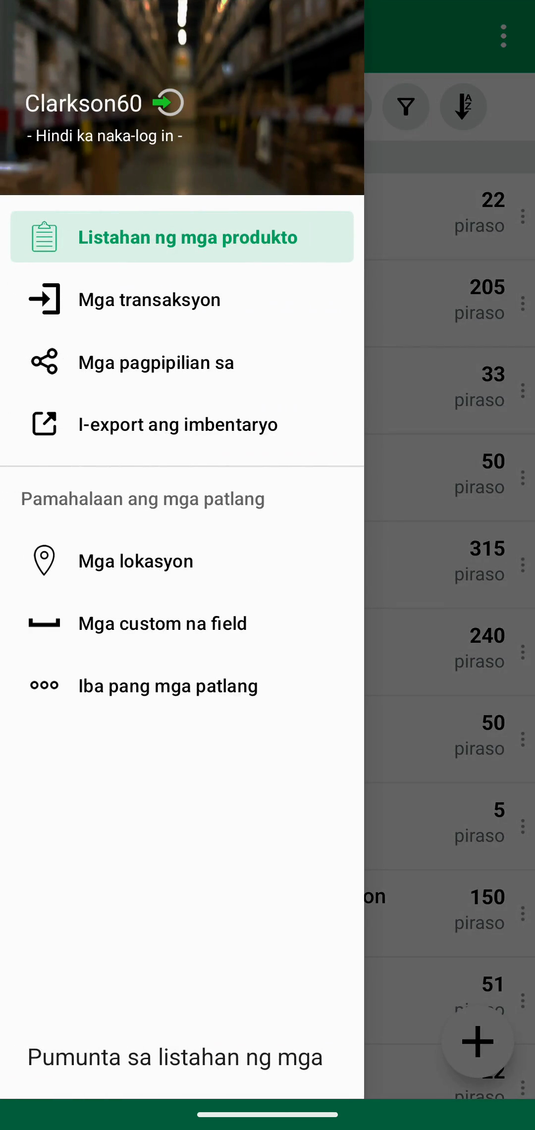 Locations na napili sa mobile navigation menu