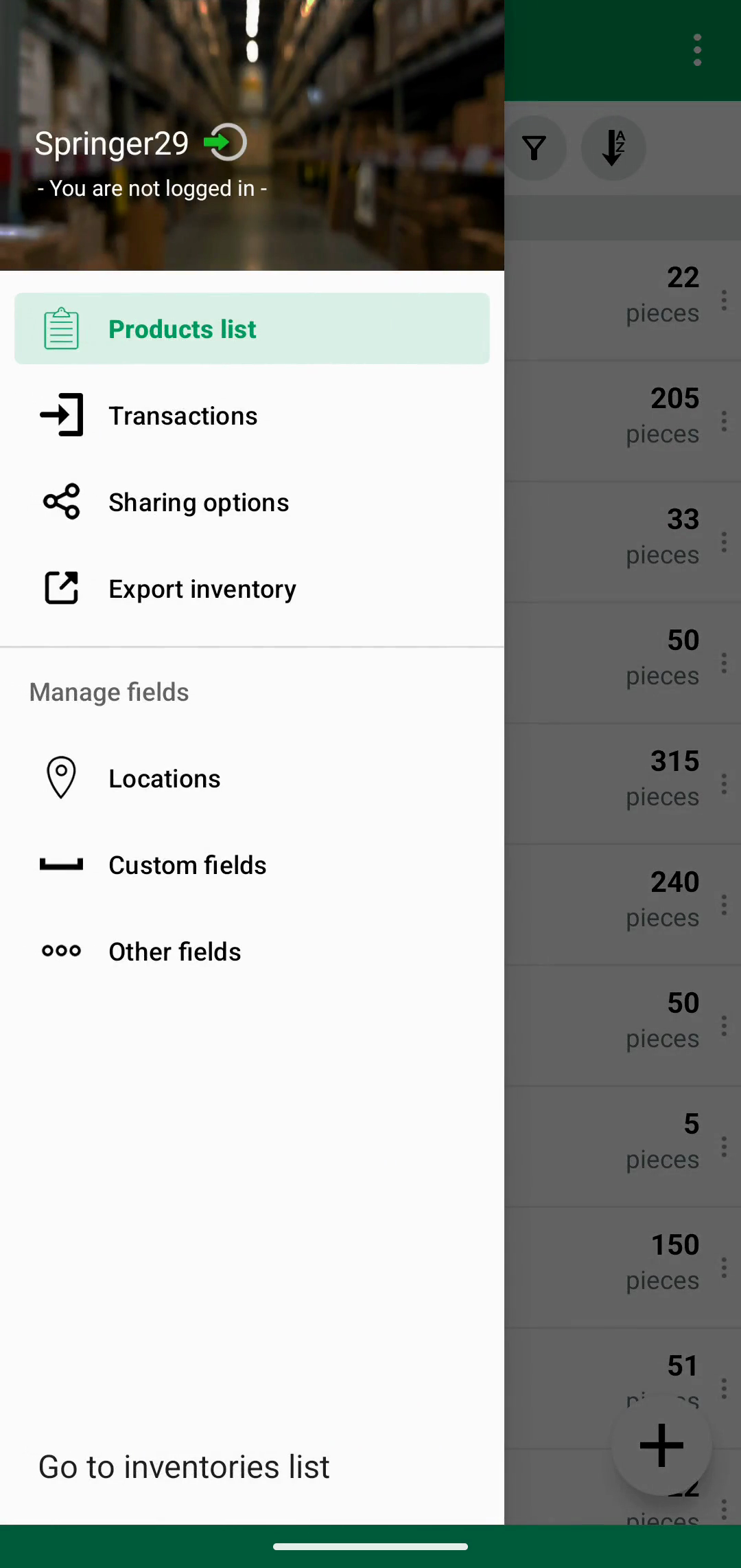 मोबाइल navigation menu में Locations चुना हुआ