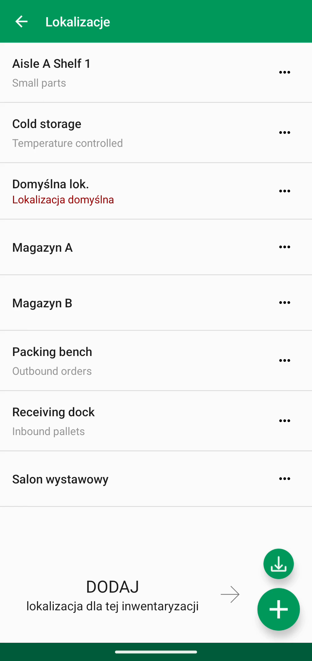 Lista Locations po dodaniu zaimportowanych lokalizacji
