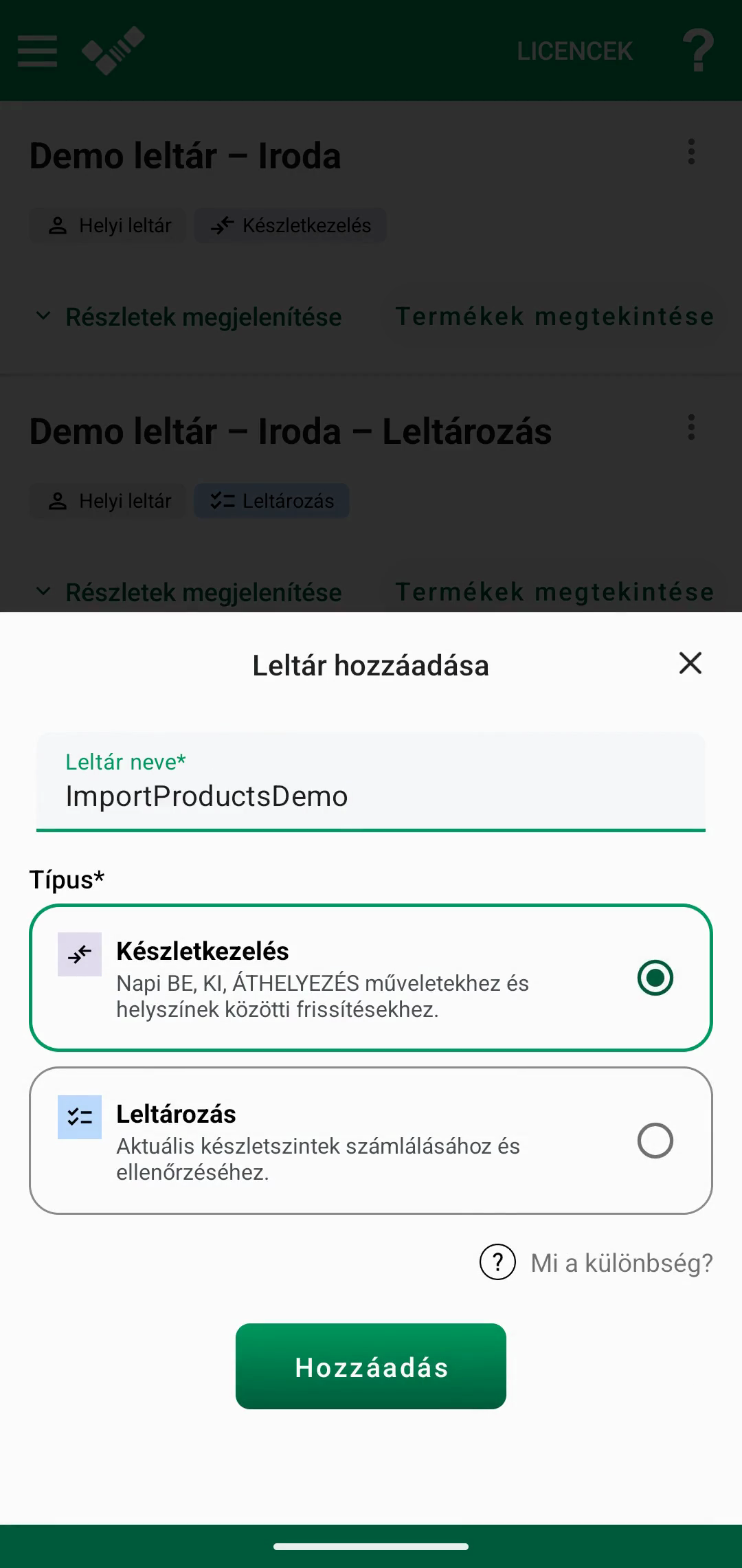 Üres leltár az Excel-terméklista importálási lehetőségével