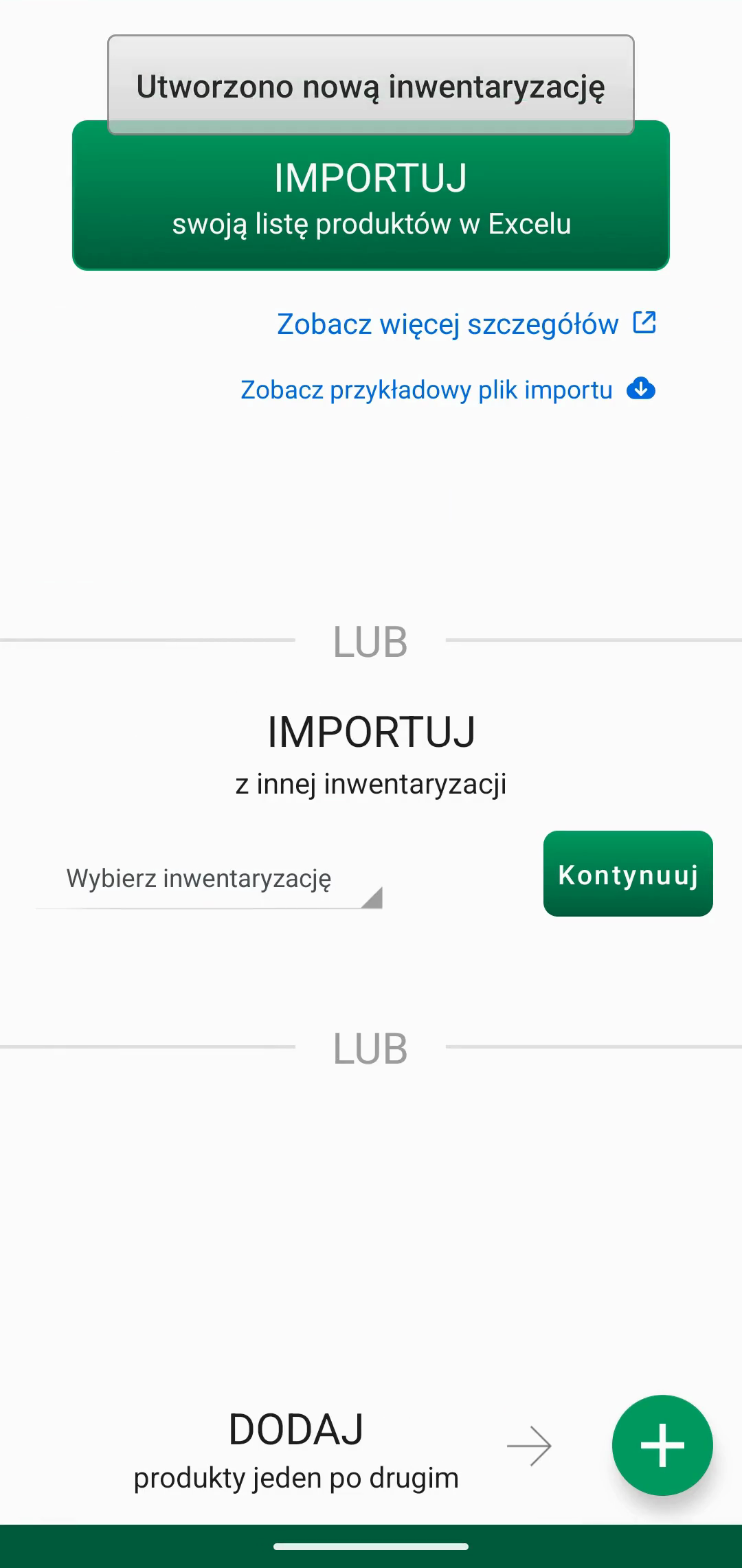 Ekran importu z wyborem pliku i polem kodu importera Web