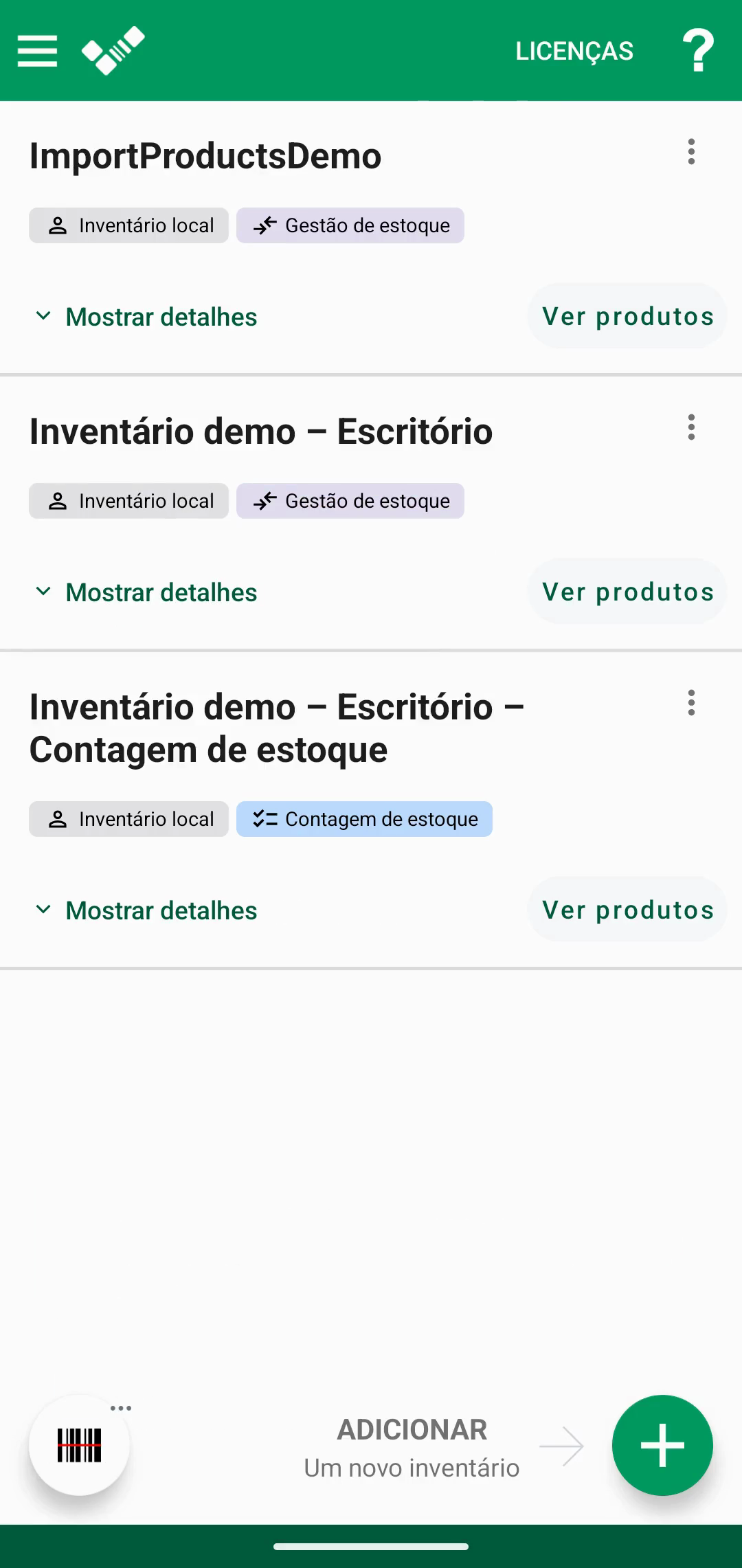 Ecrã de importação com seletor de ficheiro e campo de código Web