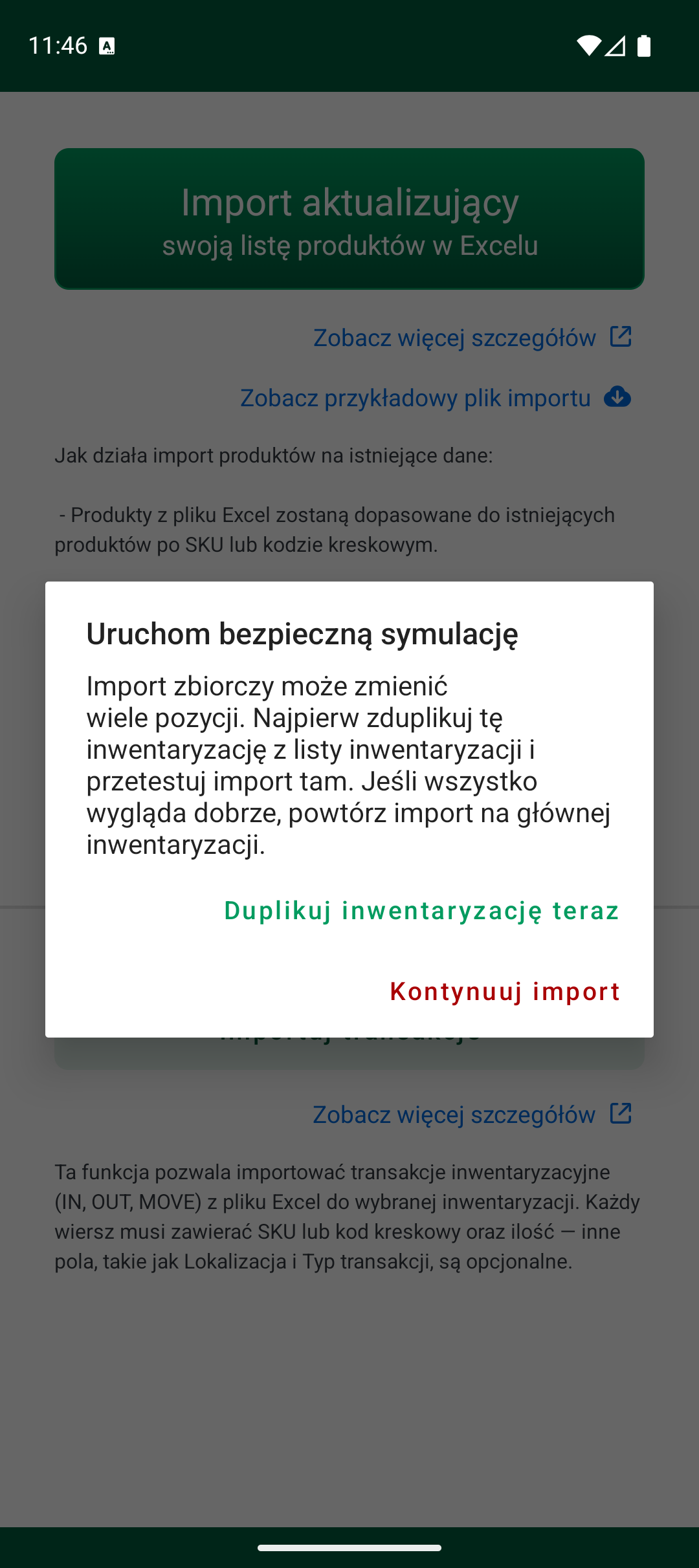 Ostrzeżenie o bezpiecznej symulacji przed importem
