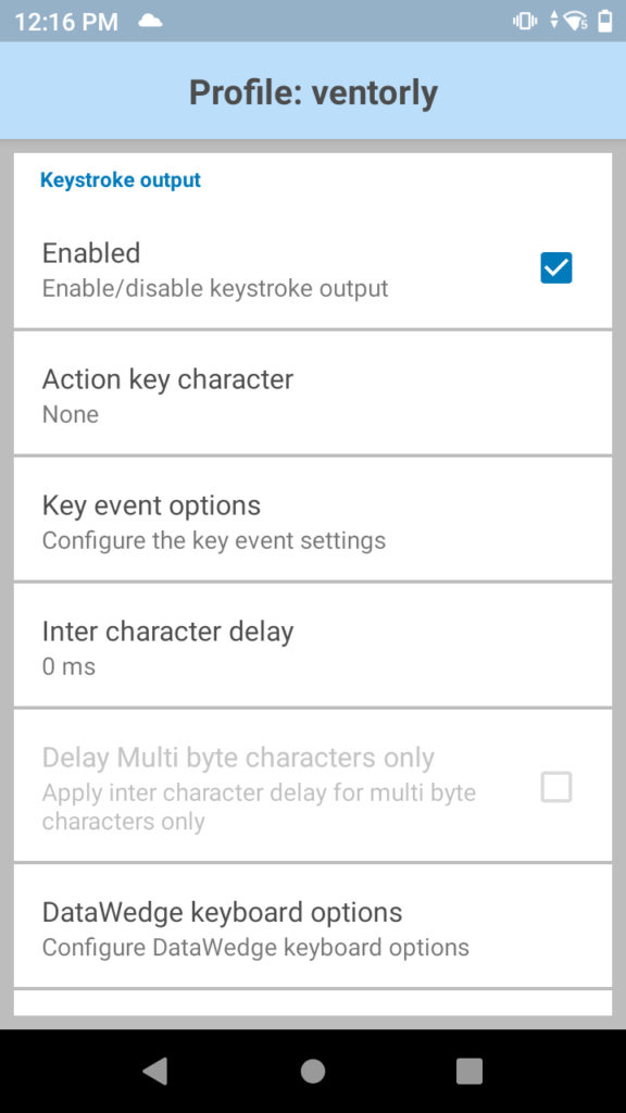 Keystroke output configuration